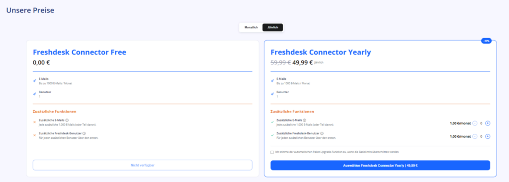 Freshdesk Connector öffnen