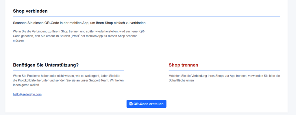 Mobile App mit Seller2Go verbinden
