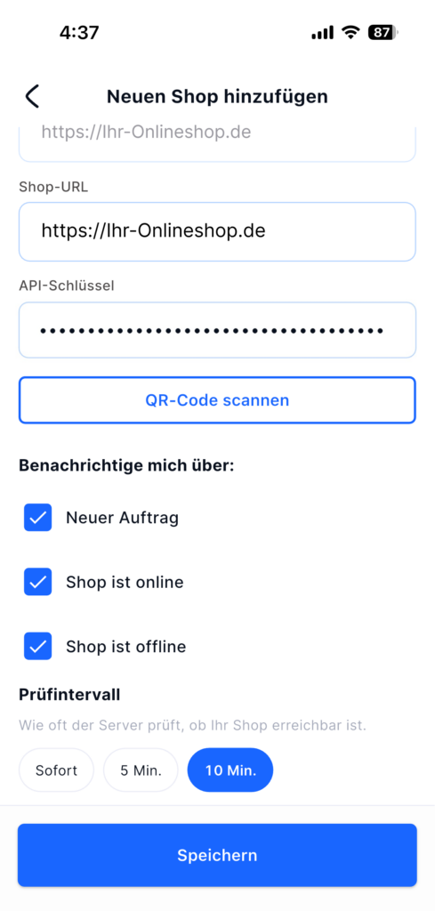 Mobile App mit Seller2Go verbinden