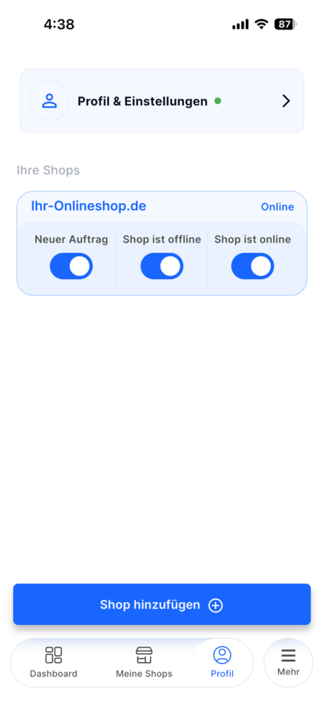 Mobile App mit Seller2Go verbinden